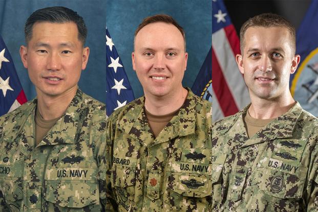 Commanding Officer Cmdr. James Cho (left), Executive Officer Lt. Cmdr. Jason Gabbard (center) , and Command Master Chief Jason Holden (right) have all been removed from their posts. (U.S. Navy Photos)