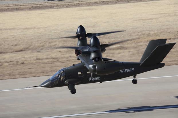 Bell Helicopter's V-280 Valor tilt-rotor aircraft during a 2018 test flight. (Photo courtesy of Bell Helicopter)