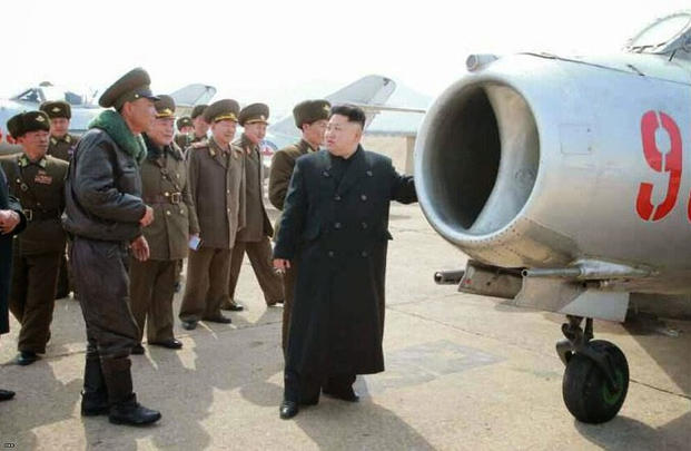 Kim Jong Un with aircraft (KCNA)