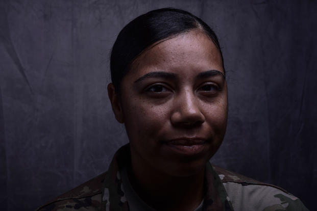 Air Force Tech. Sgt. Nakisha Simon, 386th Expeditionary Medical Group bioenvironmental engineering noncommissioned officer in charge, has turned her previous battles with mental health into ways to help other airmen during her 15-year career. Simon is deployed from the 355th Aerospace Medicine Squadron at Davis-Monthan Air Force Base, Arizona. (Air Force photo/Christopher Stoltz)