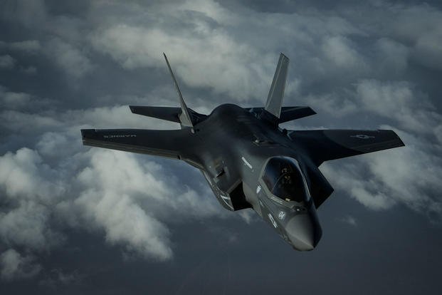 A U.S. Marine Corps F-35B Lightning II assigned to the Marine Fighter Attack Squadron 211, 13th Marine Expeditionary Unit, flies over Afghanistan, Sept. 27, 2018. (U.S. Air Force photo/Corey Hook)