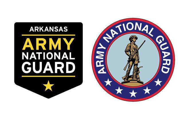 The new recruiting logo (Ieft) has a black background with "Army National Guard" displayed over a gold star. It replaces the original logo (right), which features the image of a Revolutionary War Minuteman. (Images: U.S. Army National Guard)