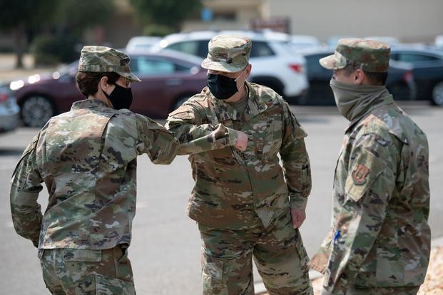 Gen. Jacqueline D. Van Ovost visits Travis Air Force Base, California.