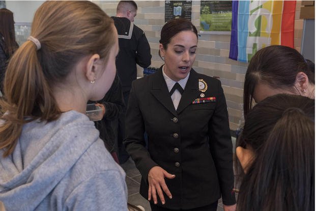Navy recruiter speaks to students