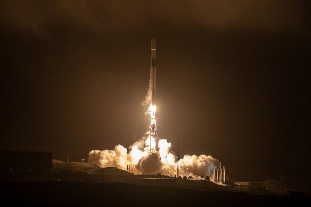 A SpaceX Falcon 9 rocket carrying 51 payloads, including CubeSats, MicroSats, hosted payloads, and orbital transfer vehicles carrying spacecraft to be deployed at a later time, launches 14 April 2023 from Vandenberg Space Force Base, California.