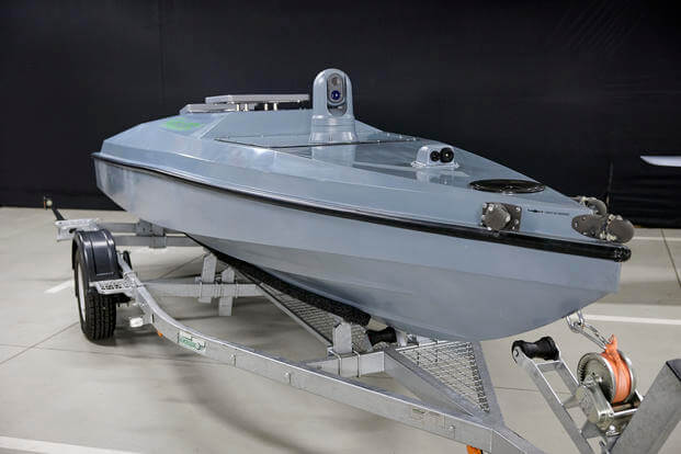 Ukrainian multi-purpose unmanned surface boat, is seen in Ukraine