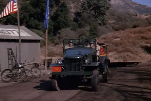 Attention on deck! There’s an open-top Power Wagon coming through; also, Gen. MacArthur is here. (CBS) Attention on deck! There’s an open-top Power Wagon coming through; also, Gen. MacArthur is here.