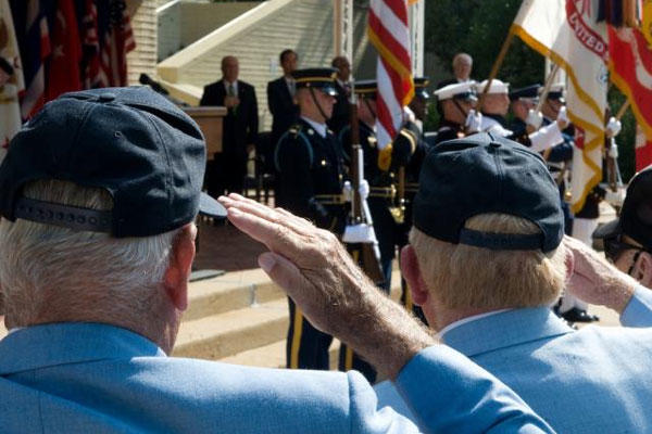 Korean War veterans salute the American flag during a ceremony at the Pentagon, June 24, 2010. (DoD)