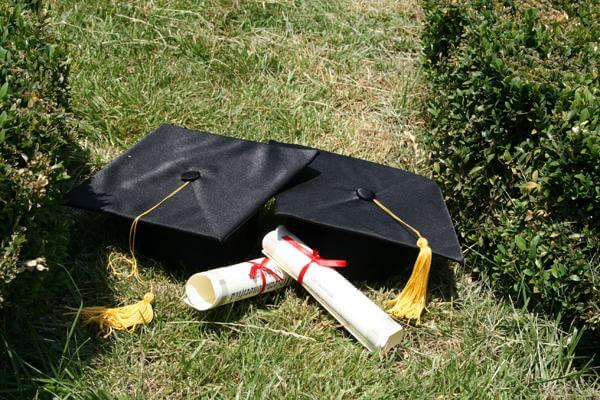 diplomas in a field