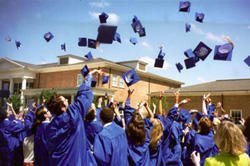 Graduation Caps in Air