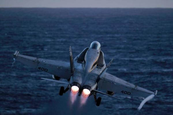An F/A-18C Hornet assigned to Strike Fighter Squadron 25 launches from the USS Carl Vinson. (U.S. Navy photo by Mass Communication Specialist Seaman George M. Bell)