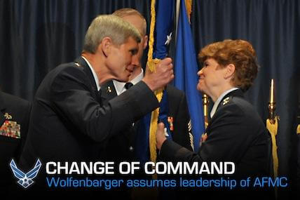 Gen. Janet Wolfenbarger became the first female four-star general in the Air Force and assumed the top position of Air Force Materiel Command on June 5, 2012.