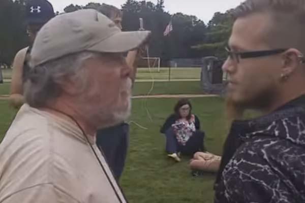 Video screengrab of Vietnam veteran's Bruce Reed Jr.’s confrontation with Pokemon GO players at a veterans park in Winona City, Minnesota. (YouTube screengrab)