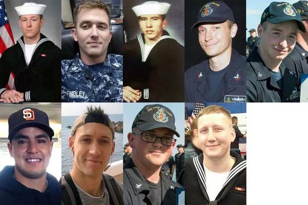 Sailors identified by the Navy as missing after the USS McCain mishap. (U.S. Navy photos)