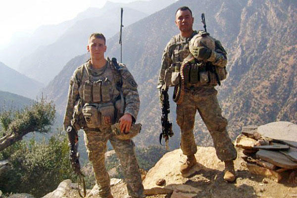 Former Staff Sgt. Ryan M. Pitts, left, became the third living "Sky Soldier" from the 173rd Airborne Brigade Combat Team to receive the Medal of Honor in the past four years.