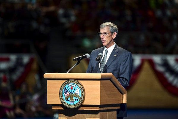 Acting Secretary of the Army Robert Speer speaks on June 14 during a celebration of the Army's birthday at Joint Base Myer-Henderson Hall, Va. Speer is a former assistant secretary of the Army for financial management. (US Army photo/Trevor Wiegel)
