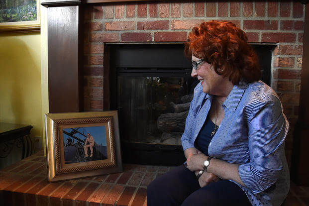 Patricia O’Kane-Trombley reflects on the life of her son at her home in Colorado Springs, Colorado. Her son, Capt. Thomas Gramith, died while deployed to Afghanistan in 2009. (Photo: U.S. Air Force/Tech. Sgt. Wes Wright.)