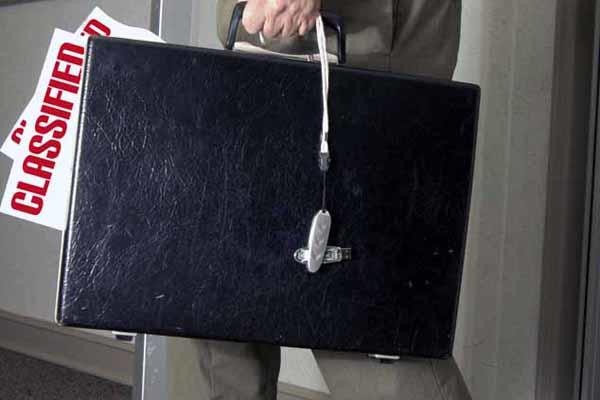 Classified documents in a briefcase.