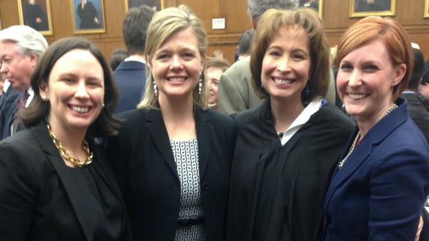 Judge Patricia Millet stands with MSJDN members Josie Beets, Mary Redding Smith and Reda Hicks.