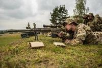 Sky Soldier Snipers from HHC, 2nd Battalion, 503rd Infantry Regiment engaged targets in Grafenwoehr, Germany, during Saber Junction 18. (Spc. Josselyn Fuentes/U.S. Army photo)