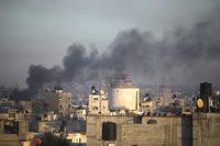 Smoke rises from town of Khan Younis after Israeli strikes