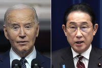 photo combination shows U.S. President Joe Biden, left, and Japanese Prime Minister Fumio Kishida