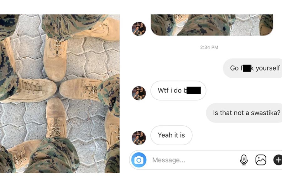 Marine Busted Down to Private for Sharing Boot Swastika Photo on Social Media