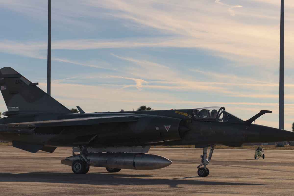 Red Air' Mirage F1B Slides Off Runway at Tyndall Air Force Base