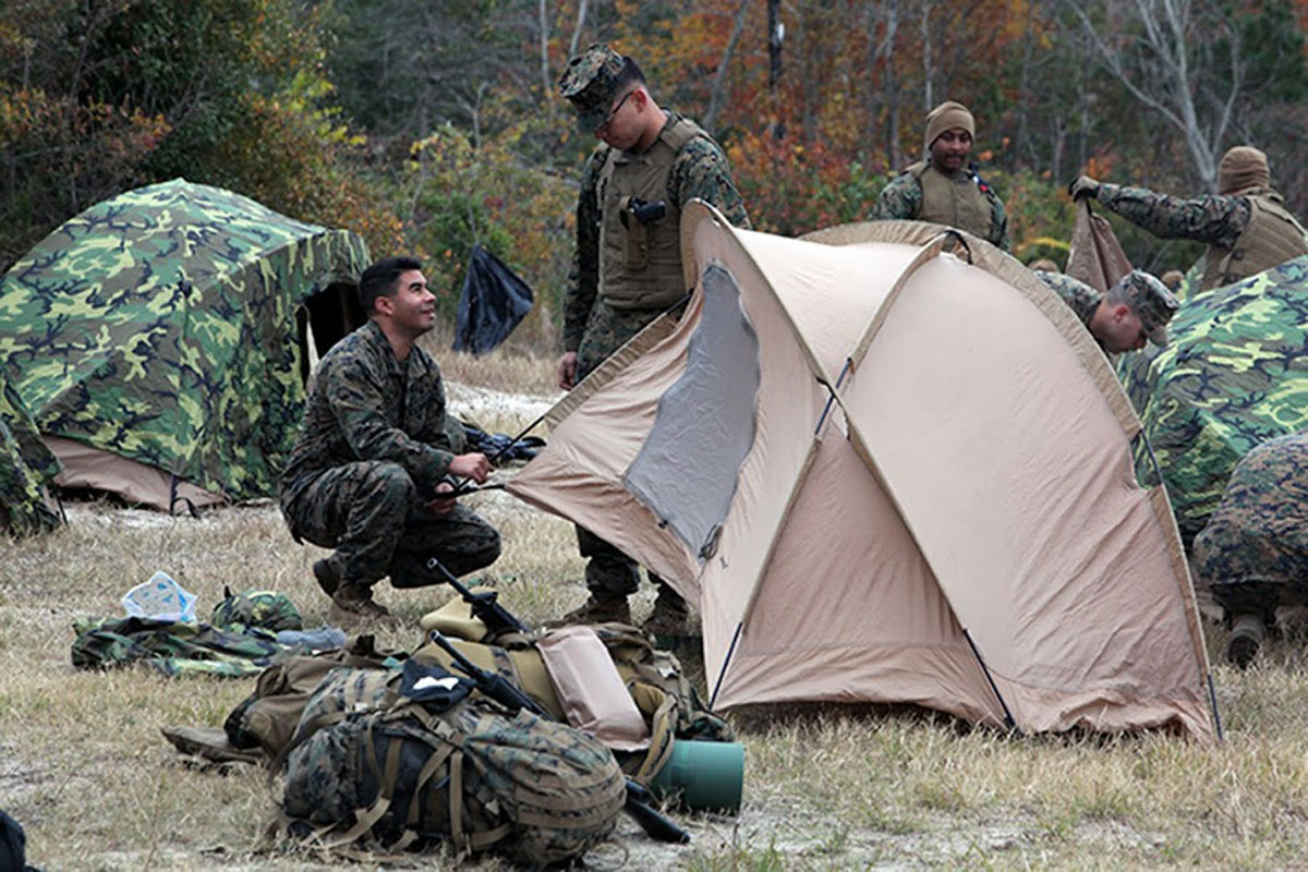 USMC Combat Tent Two-Man Three-season with Rain Fly Poles & carry bag Stakes