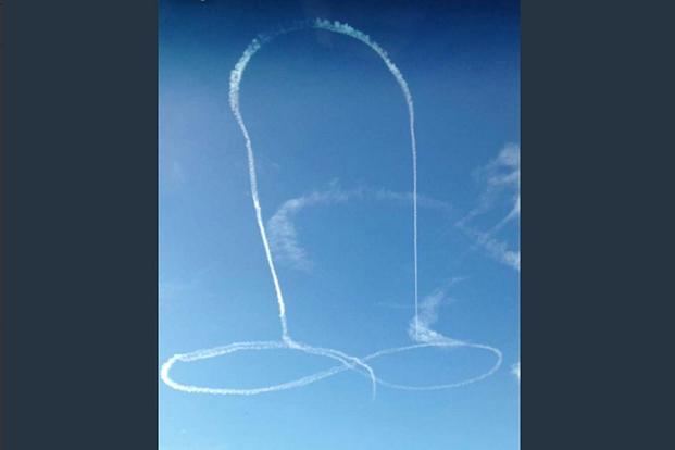 The Navy admitted to being behind a phallic image that appeared in the skies near Naval Air Station Whidbey Island, Wash. Twitter screenshot