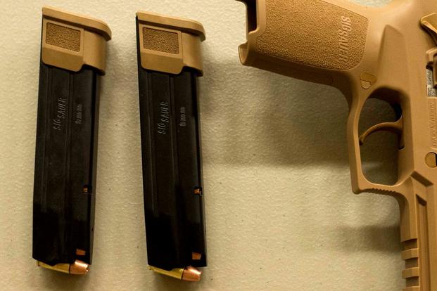 In January 2017, the Army selected Sig Sauer to produce the XM17 full-size MHS and the XM18 compact MHS. Sig Sauer partnered with Winchester to provide the ammunition. (U.S. Army photo)