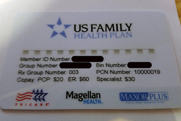 Tricare ID cards from the U.S. Family Health Plan that should display beneficiary names, but don't, were sent to some users in the northeast U.S. (Military.com photo)