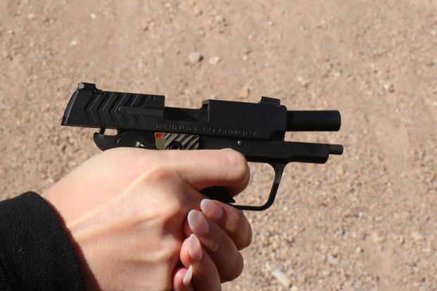 Springfield Armory is offering its new 911 pocket pistol as a nice choice for women looking for a small, controllable carry gun. Photo by Matthew Cox/Military.com
