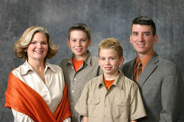 Lt. Col. Don Christy (right) took his life at Black Forest Regional Park in Colorado Springs, Colorado. Since that day, Kristen (left) has also dealt with the disappearance of her oldest son, Ryan. On Feb. 23, she was named AFI’s Air Force Spouse of the Year for 2018. (Courtesy photo)