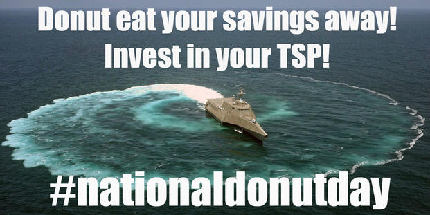 Pentagon officials tied National Donut Day to a TSP Campaign. (DoD/Alison Maruca)