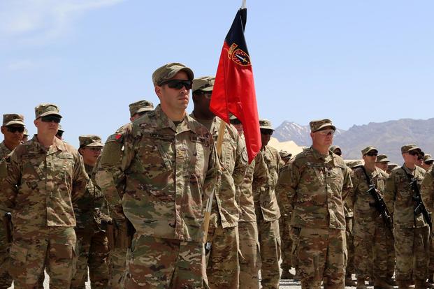 The U.S. Army’s 1st Security Force Assistance Brigade (SFAB), which continues to train, advise and assist the Afghan National Defense and Security Forces (ANDSF), marked its one-year anniversary with a patching ceremony. (NATO/Erickson Barnes)