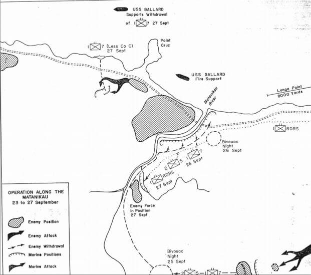 Map of Matanikau operations during Guadalcanal (Coast Guard archives)