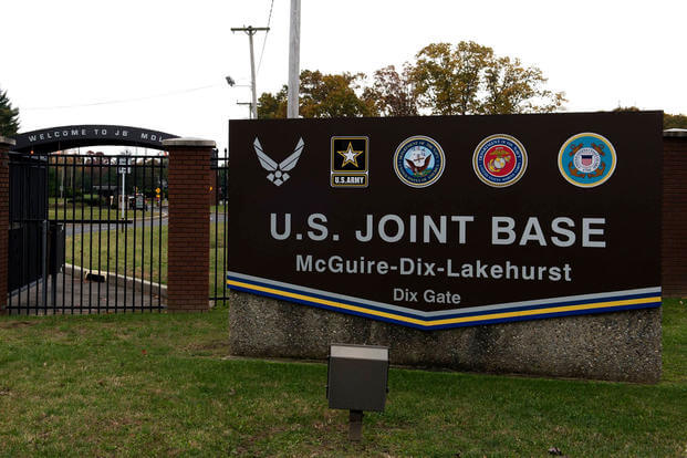 An entrance to Joint Base McGuire-Dix-Lakehurst, where a car chase began in December 2015 that ended in a crash that claimed two lives. (DoD photo)