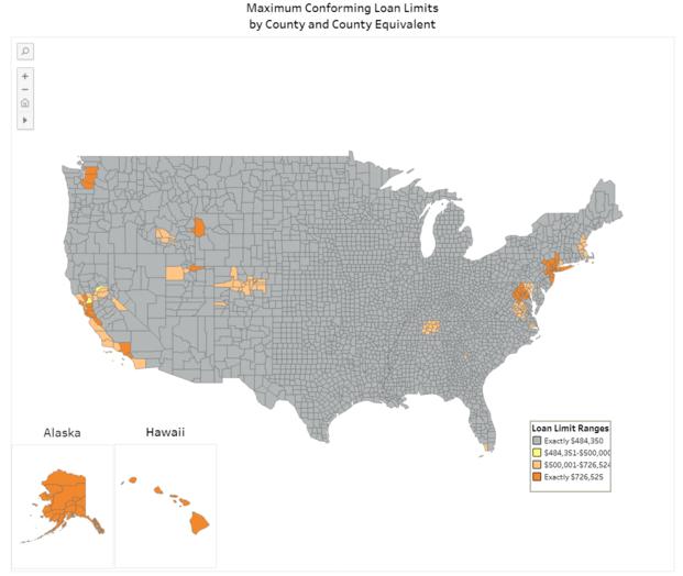 VA Loan High-Cost Counties Map 2019. Source: Federal Housing Finance Agency
