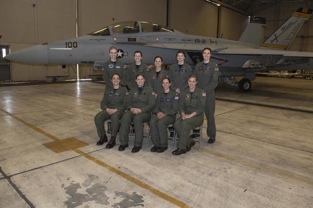 Pictured are the pilots who will participate in the first ever all-female flyover Feb. 2, 2019 in Maynardville, TN as part of the funeral service for retired Navy Captain, Rosemary Mariner. (U.S. Navy/Mass Communication Specialist 3rd Class Raymond Maddocks)