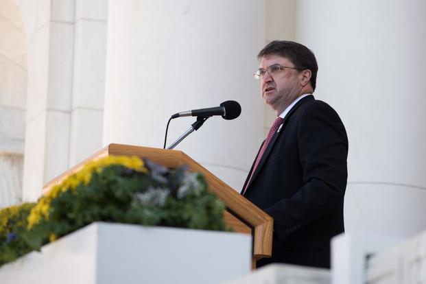 Robert Wilkie, Director of the U.S. Department of Veteran Affairs, gives a speech during the 65th annual National Veterans Day Observance in Arlington National Cemetery, Virginia, Nov. 11, 2018. (U.S. Army/Sgt. George Huley)