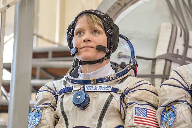 NASA astronaut Anne McClain listens to a reporter’s question May 10, 2018, following her final Soyuz qualification at the Gagarin Cosmonaut Training Center in Star City, Russia. Elizabeth Weissinger/NASA