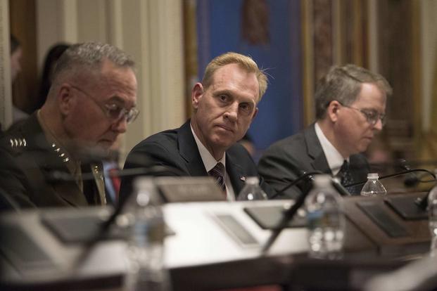 Acting Defense Secretary Patrick M. Shanahan, Chairman of the Joint Chiefs of Staff Marine Corps Gen. Joseph F. Dunford Jr., and Under Secretary of Defense (Comptroller)/Chief Financial Officer David L. Norquist testify before the Senate Appropriations Defense Subcommittee on the fiscal 2020 Department of Defense budget request in Washington, D.C., on May 8, 2019. (DoD photo by Lisa Ferdinando)