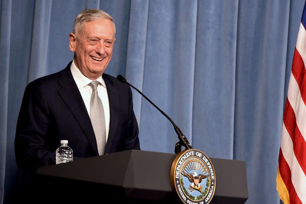 Then-U.S. Secretary of Defense James Mattis speaks at an event honoring the speaker of the U.S. House of Representatives, Paul Ryan, at the Pentagon, Arlington, Va., Nov. 28, 2018. (DoD photo/Lisa Ferdinando)