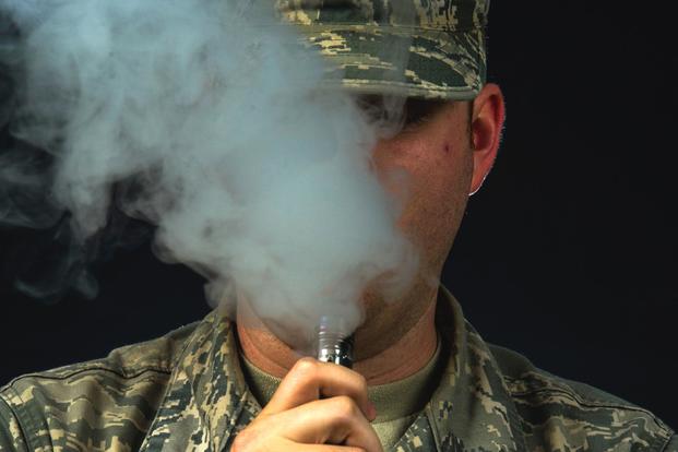 Senior Airman Michael Reeves, 15th Wing Public Affairs broadcaster at Joint Base Pearl Harbor-Hickam, Hawaii, poses for a photo to highlight the dangers of vaping on Feb. 15, 2018. (U.S. Air Force/Tech. Sgt. Heather Redman)