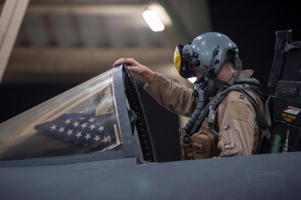 U.S. F-35A Joint Strike Fighters and F-15 Strike Eagles dropped nearly 80,000 pounds in weapons Tuesday on Islamic State targets on Qanus Island in central Iraq (U.S. Air Force)