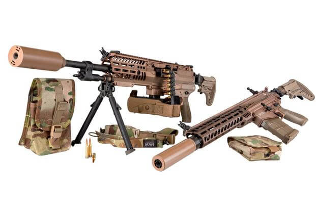 Sig Sauer automatic rifle prototype (left) and rifle prototype (right) designed for the Army’s Next Generation Squad Weapon. (Image: Sig Sauer)