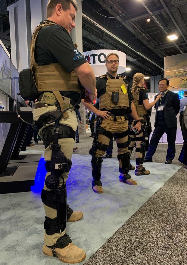 The ONYX exoskeleton is a lower-body powered system that alleviates pressure on injuries, increases strength and endurance and lessens fatigue, helping soldiers carry out strenuous missions for longer without compromising their physical health. (Chiara Vercellone)