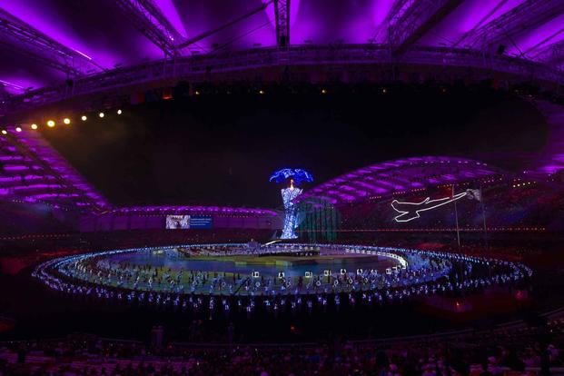 Entertainers performer during opening ceremonies for the 2019 CISM Military World Games in Wuhan, China Oct. 18, 2019. (DoD/EJ Hersom)