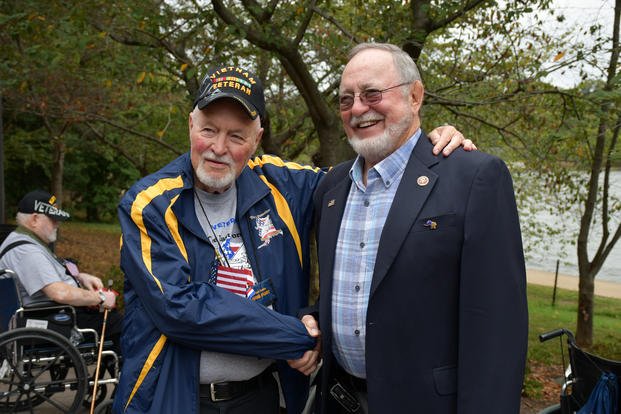 Rep. Don Young, R-Alaska, right, shakes hands with a Vietnam veteran. (Photo courtesy Rep. Don Young's office)